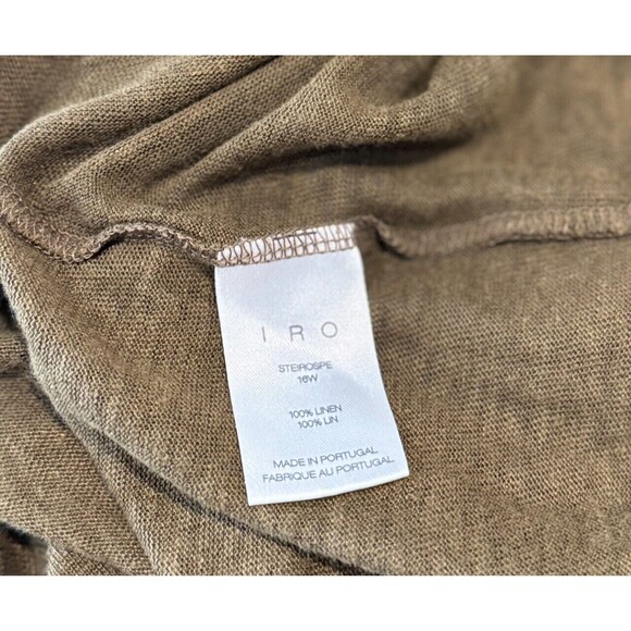 IRO Womens Shirt Green Steirospe Lace Back Tee Linen Short Sleeve Grunge Large - Picture 8 of 9